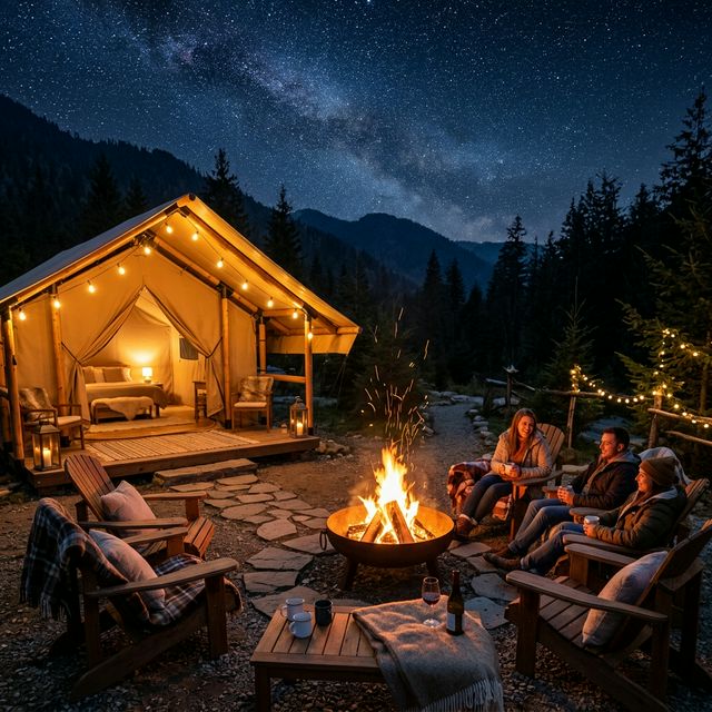 Bonfire Setup at Night